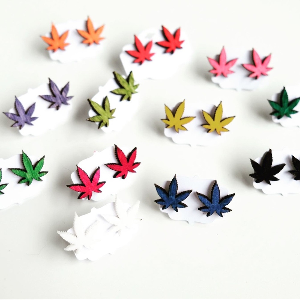 Cannabis leaf stud earrings